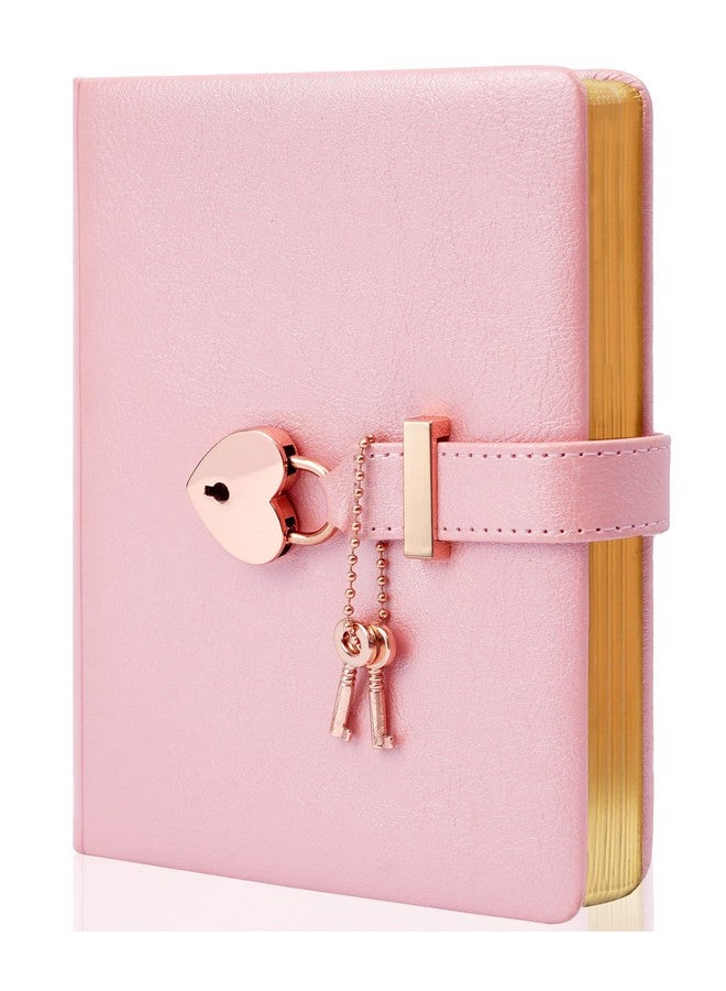 Diary With Lock And Key For Girls Ages 8-12 Journal With Lock 296 Gold Edged Pages Heart-Shaped Locked Journal For Women Teen Girls With Gift Box, 5.3 X 7 Inch, Pink