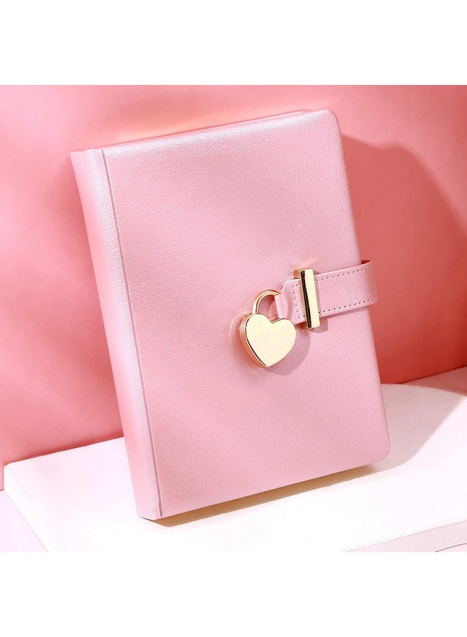 Diary With Lock And Key For Girls Ages 8-12 Journal With Lock 296 Gold Edged Pages Heart-Shaped Locked Journal For Women Teen Girls With Gift Box, 5.3 X 7 Inch, Pink