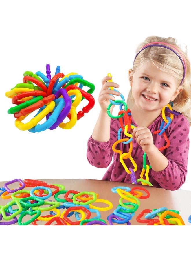 Baby Links Rings - 35 Geometric Linking Chains Ring Toys For Baby - Safe Infant Toys For Teething And Sensory Development - Car Seat & Stroller Toys For Infants & Toddlers