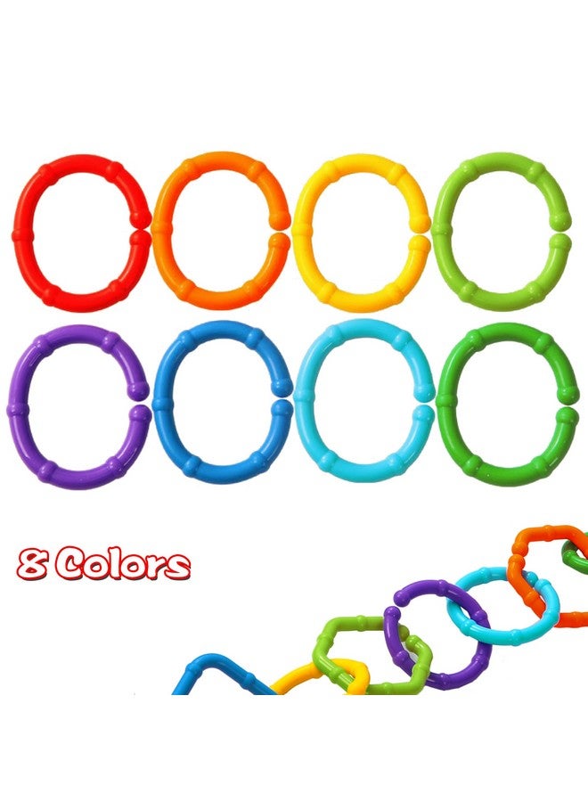 Baby Links Rings - 35 Geometric Linking Chains Ring Toys For Baby - Safe Infant Toys For Teething And Sensory Development - Car Seat & Stroller Toys For Infants & Toddlers