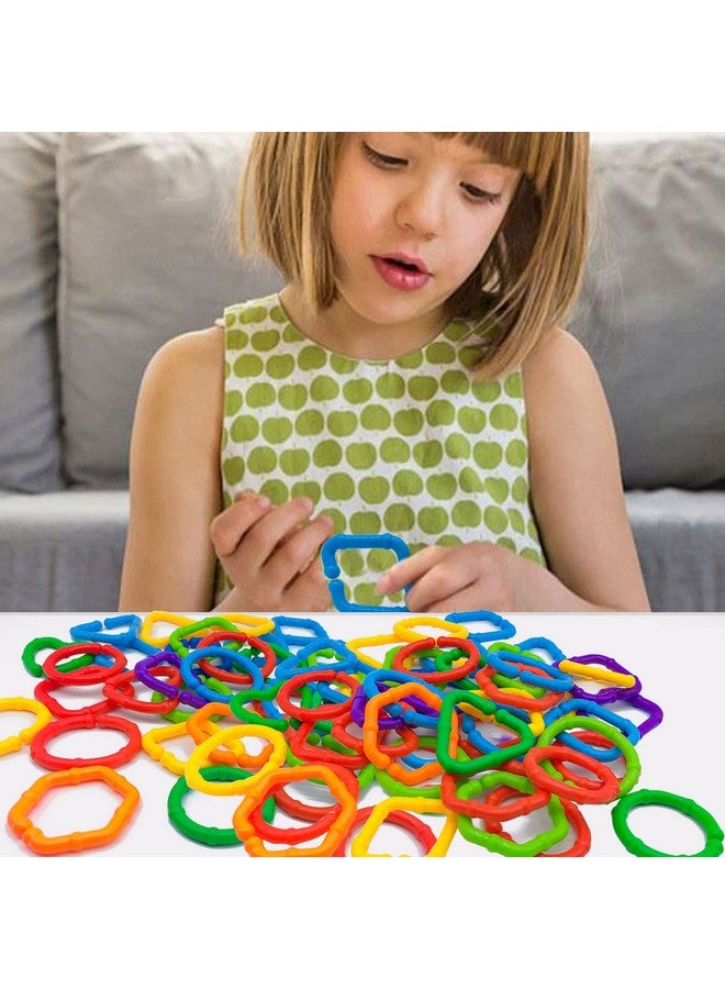 Baby Links Rings - 35 Geometric Linking Chains Ring Toys For Baby - Safe Infant Toys For Teething And Sensory Development - Car Seat & Stroller Toys For Infants & Toddlers