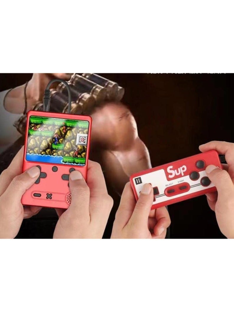 Retro Handheld Game Console for Kids Portable Video Game Console with Gamepad and 3 In Screen Built-in 500 Classic FC Games Rechargeable Battery Support for Connecting TV and 2 Players Red