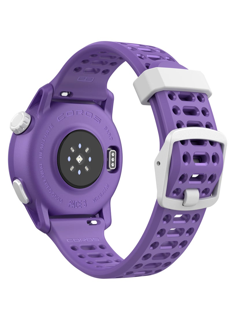 PACE 3 Sport Watch GPS, Lightweight and Comfort, 17 Days Battery Life, Dual-Frequency GPS, Heart Rate, Navigation, Sleep Track, Training Plan, Run, Bike, and Ski Silicone Band Violet