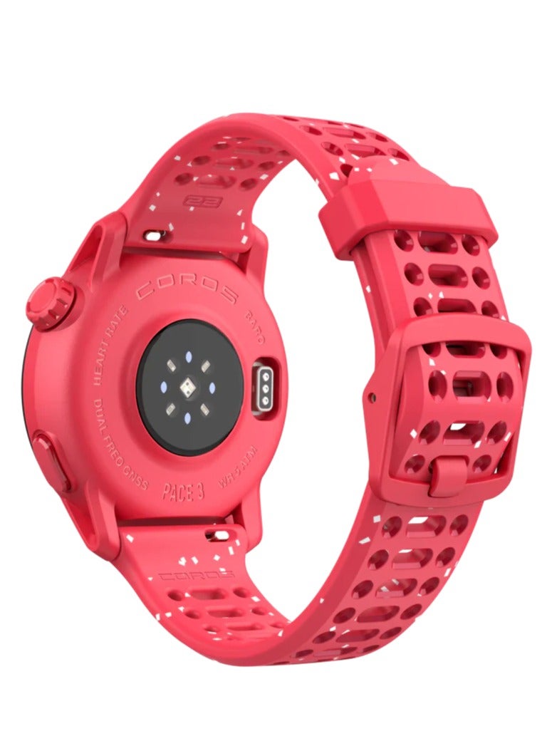 PACE 3 Sport Watch GPS, Lightweight and Comfort, 17 Days Battery Life, Dual-Frequency GPS, Heart Rate, Navigation, Sleep Track, Training Plan, Run, Bike, and Ski Silicone Band Red