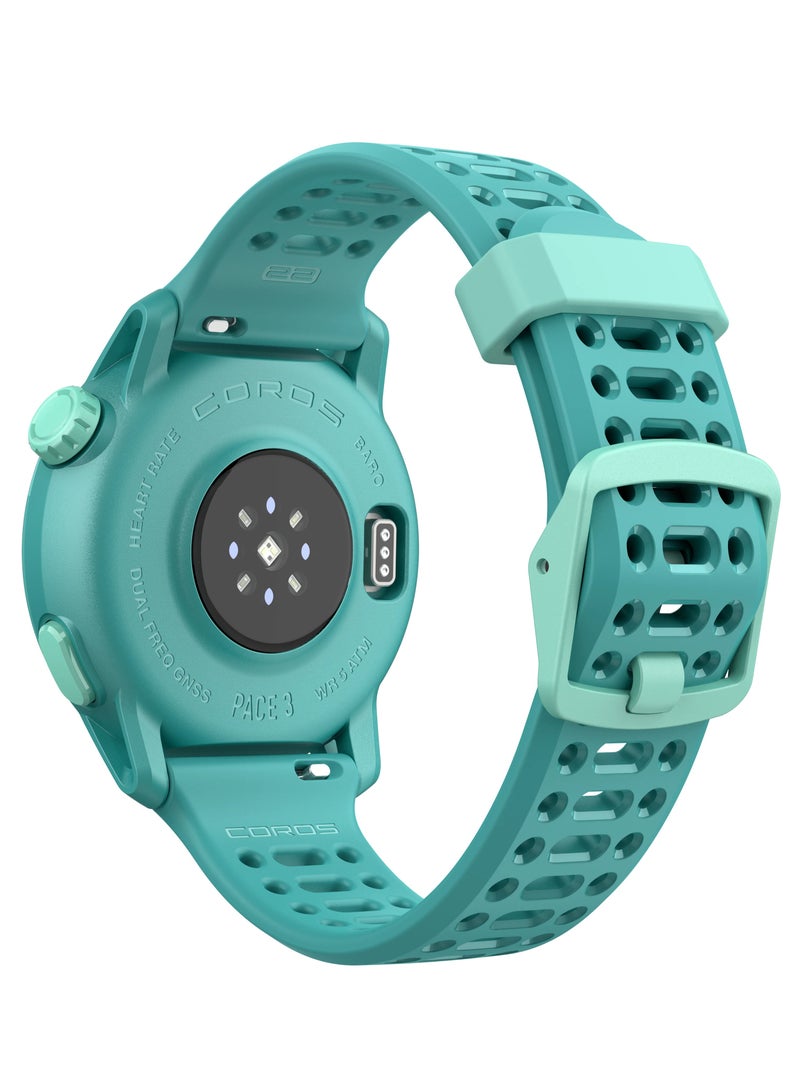 PACE 3 Sport Watch GPS, Lightweight and Comfort, 17 Days Battery Life, Dual-Frequency GPS, Heart Rate, Navigation, Sleep Track, Training Plan, Run, Bike, and Ski Silicone Band Emerald