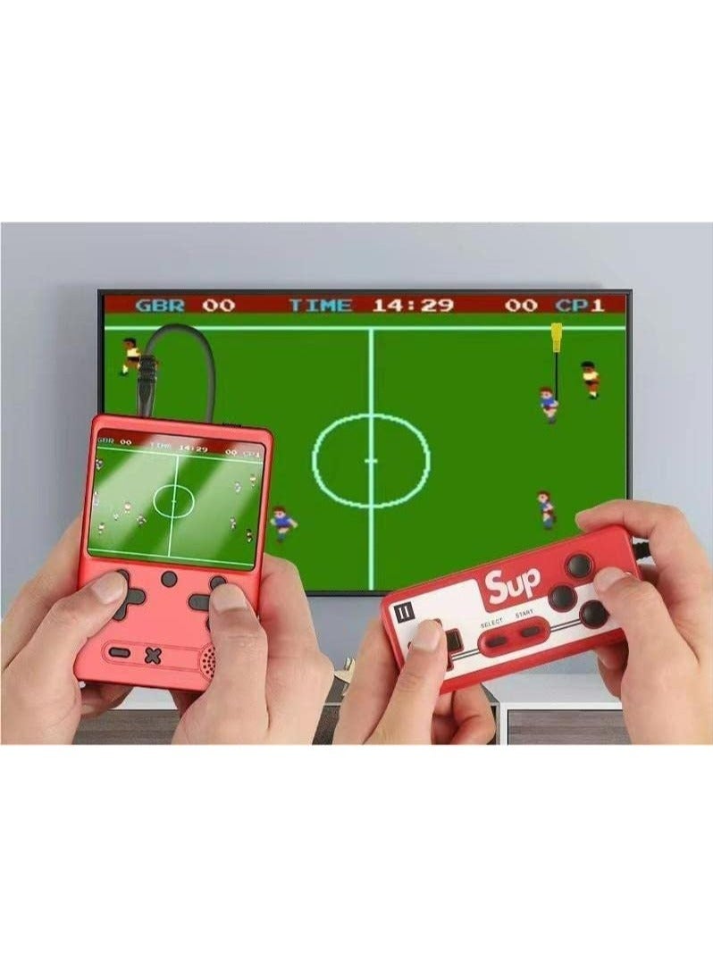 Retro Handheld Game Console for Kids Portable Video Game Console with Gamepad and 3 In Screen Built-in 500 Classic FC Games Rechargeable Battery Support for Connecting TV and 2 Players Red