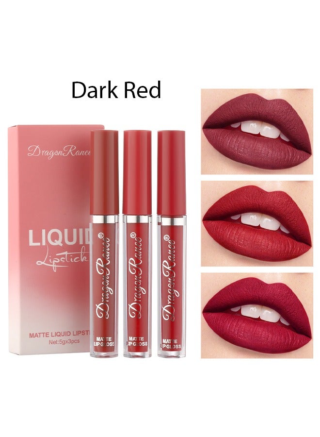 3-pack set with lip gloss velvet matte lipstick, purple color lip gloss