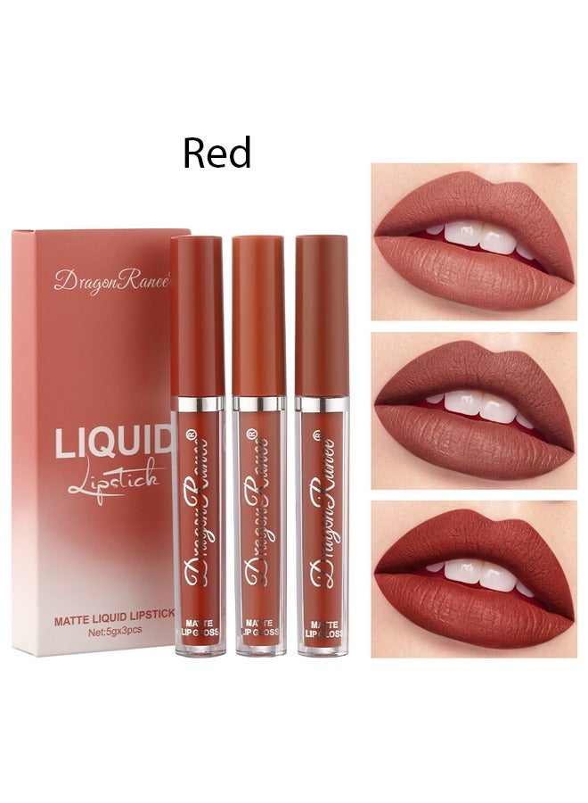 3-pack set with lip gloss velvet matte lipstick, purple color lip gloss