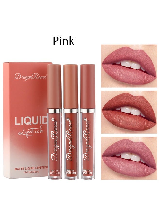 3-pack set with lip gloss velvet matte lipstick, purple color lip gloss