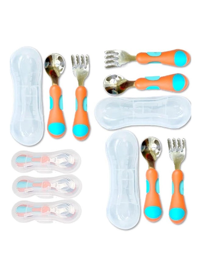 Stainless Steel Fork Spoon With Travel Case, 6 Pieces