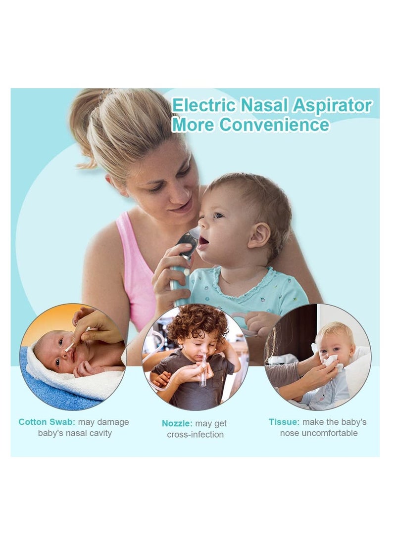 Baby Nasal Aspirator, Electric Baby Nose  er Nose Cleaner with 5 Suction Levels and 2 Silicone Tips, Rechargeable Snot  er Anti-backflow Nose Vacuum Cleaner for Newborns, Toddlers (Blue)