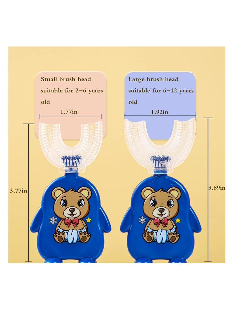 Kids U-Shaped Toothbrush Four Bears Full Coverage Large Soft Silicone Brush Head Full Mouth Toothbrush for Children 6-12 Years Old Half Round U-Shaped Toddler Toddler Toddler Toothbrush 4-Pack