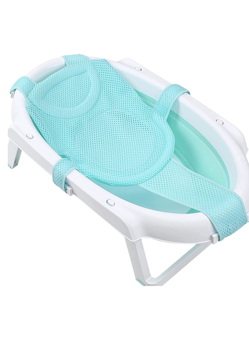 Baby Bath Seat Support Net Infant Bathing Seat Support Mat Adjustable Comfortable Non Slip Five Pointed Baby Shower Net Bathtub Sit Up Mesh for Newborn 0-6 Months Blue