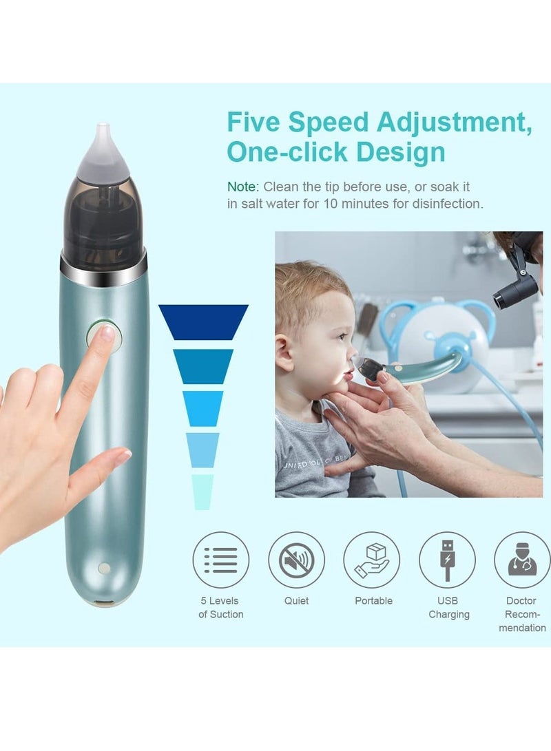 Baby Nasal Aspirator, Electric Baby Nose  er Nose Cleaner with 5 Suction Levels and 2 Silicone Tips, Rechargeable Snot  er Anti-backflow Nose Vacuum Cleaner for Newborns, Toddlers (Blue)