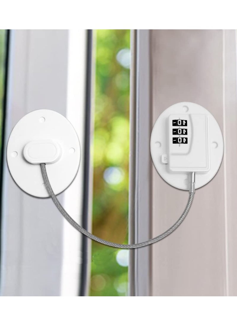 Window Safety Locks Self Adhesive Window Restrictors for UPVC No Drilling Window Locks Child Safety Pet Window Restrictor Kids Window Safety Restrictors Password for Childproof White 1 Pack