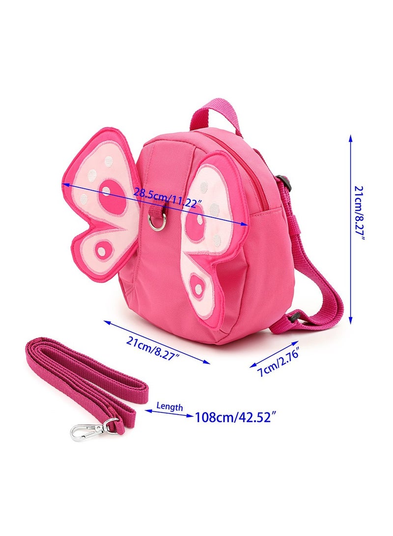 Butterfly Baby Walking Safety Backpack with Leash, Toddler Anti-Lost Mini Bag, Child Safety Harness with Wings for Secure Walking (Pink)