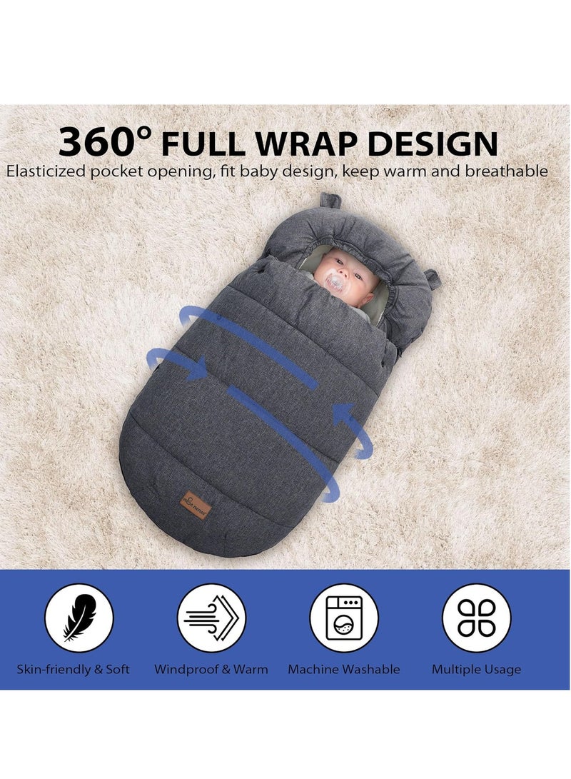 Premium Baby Pushchair Footmuffs, Winter Sleeping Bag, Windproof and Water Resistant, Soft Material with Hood, Adjustable for Comfort and Safety