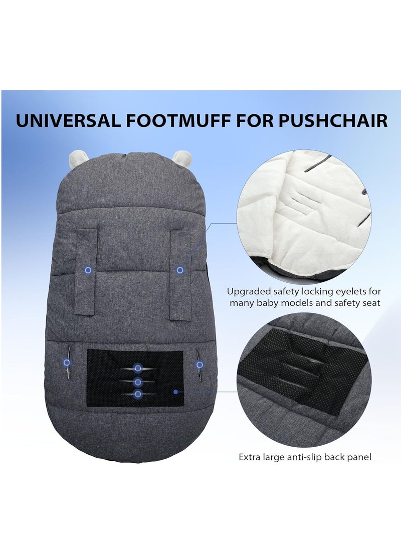 Premium Baby Pushchair Footmuffs, Winter Sleeping Bag, Windproof and Water Resistant, Soft Material with Hood, Adjustable for Comfort and Safety