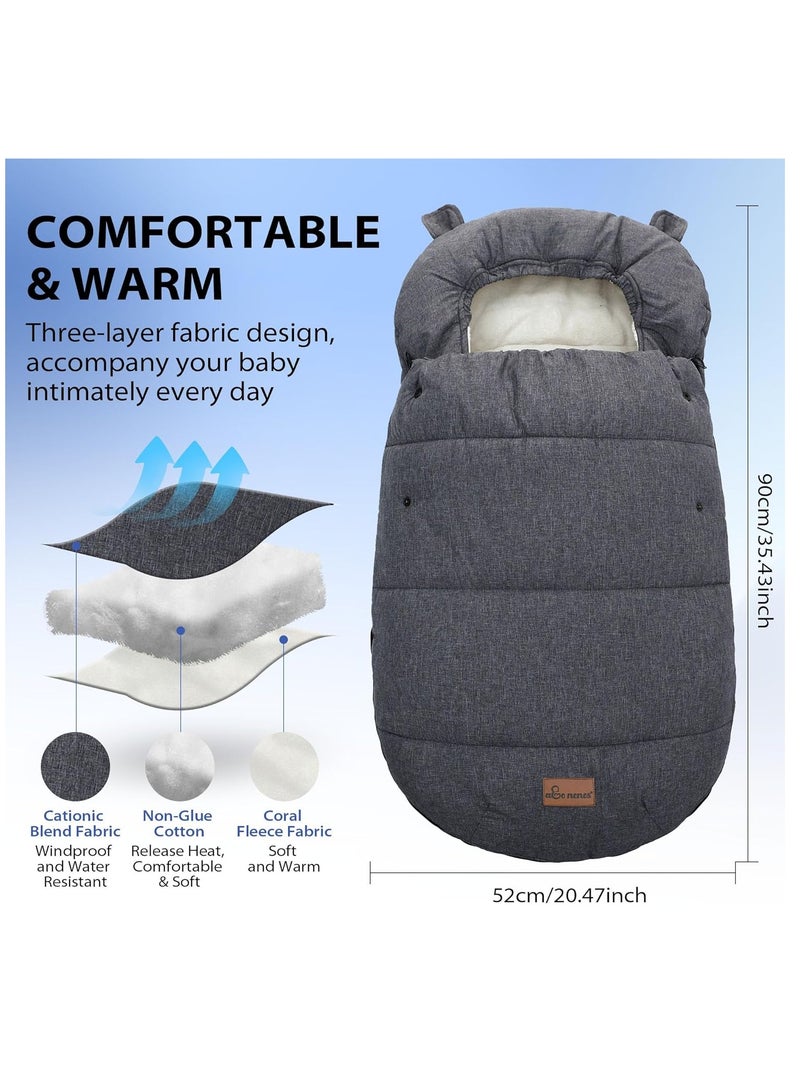 Premium Baby Pushchair Footmuffs, Winter Sleeping Bag, Windproof and Water Resistant, Soft Material with Hood, Adjustable for Comfort and Safety