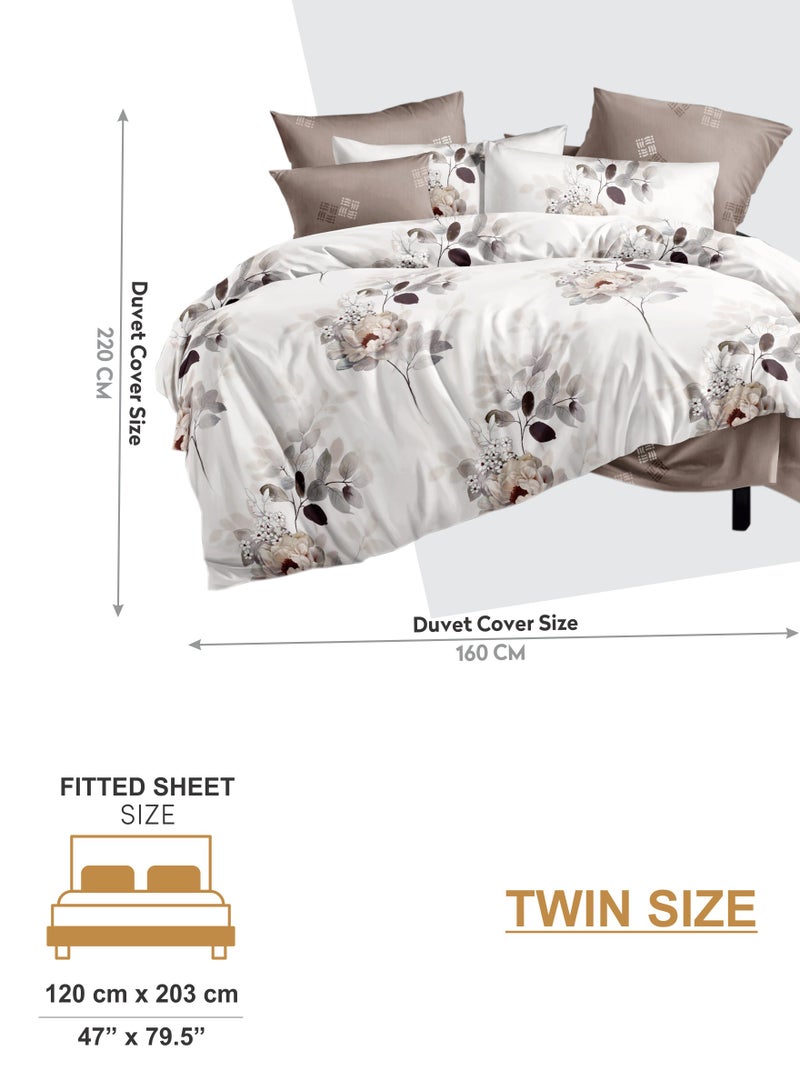 Duvet Cover Set 4-Pcs Twin Size Printed Bed Set Fits (100x200 CM) With Fitted Sheet Pillow Sham And Pillow Cases (Without Filler),Mecrury