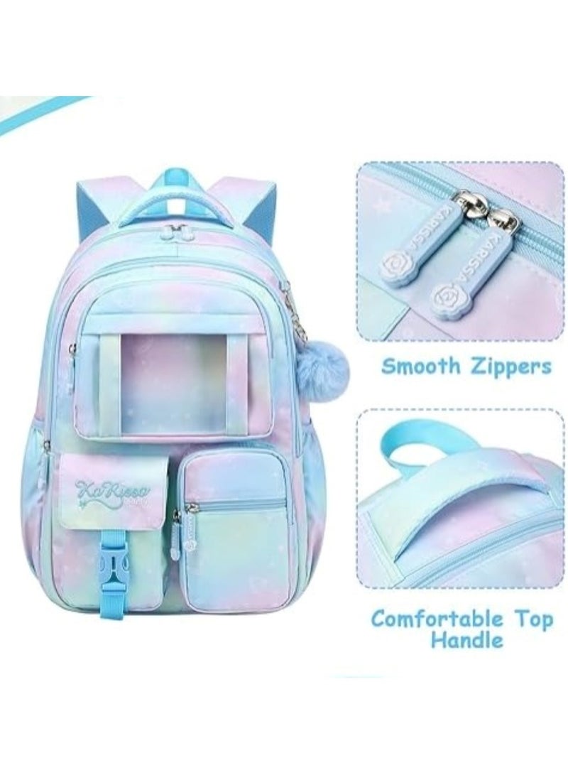 Kids Blue and Pink School Backpack