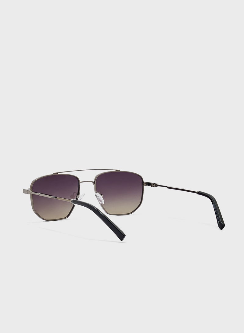 Polarized Gradient Lens Metal Frame Square Aviator Sunglasses