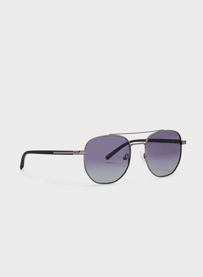 Polarized Gradient Lens Metal Frame Square Aviator Sunglasses