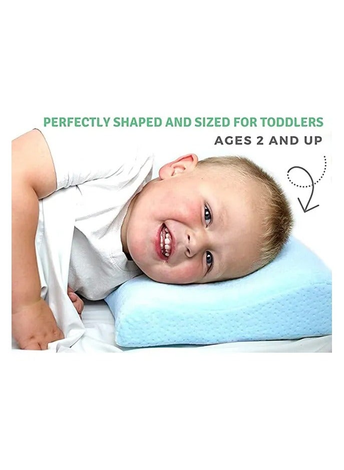 Memory Foam Toddler Pillow Premium 100% Cotton Cover Ergonomic B Shaped Contour For Optimal Head, Neck And Spine Support High-Quality Memory Foam With Removable And Washable Pillowcase For Kids