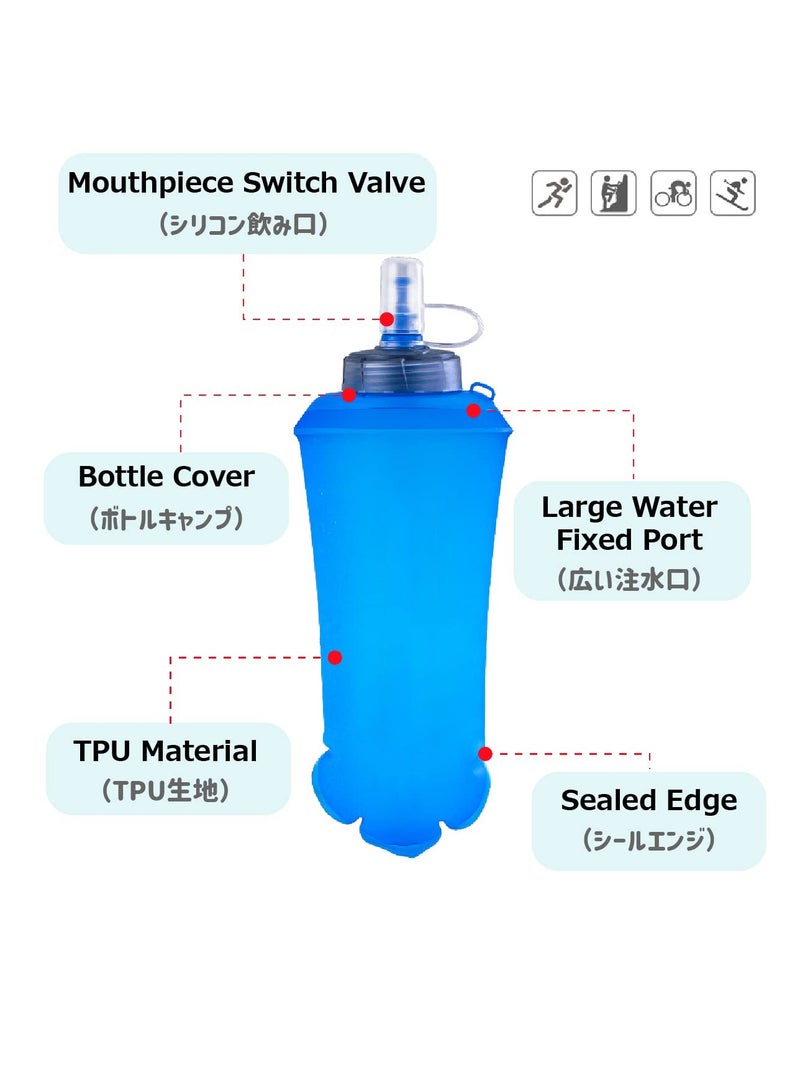 Running Hydration Bladder BPA-Free Water Reservoir Bag TPU Soft Flask Bottles Collapsible for Backpack Pack Outdoor Hiking Camping Cycling