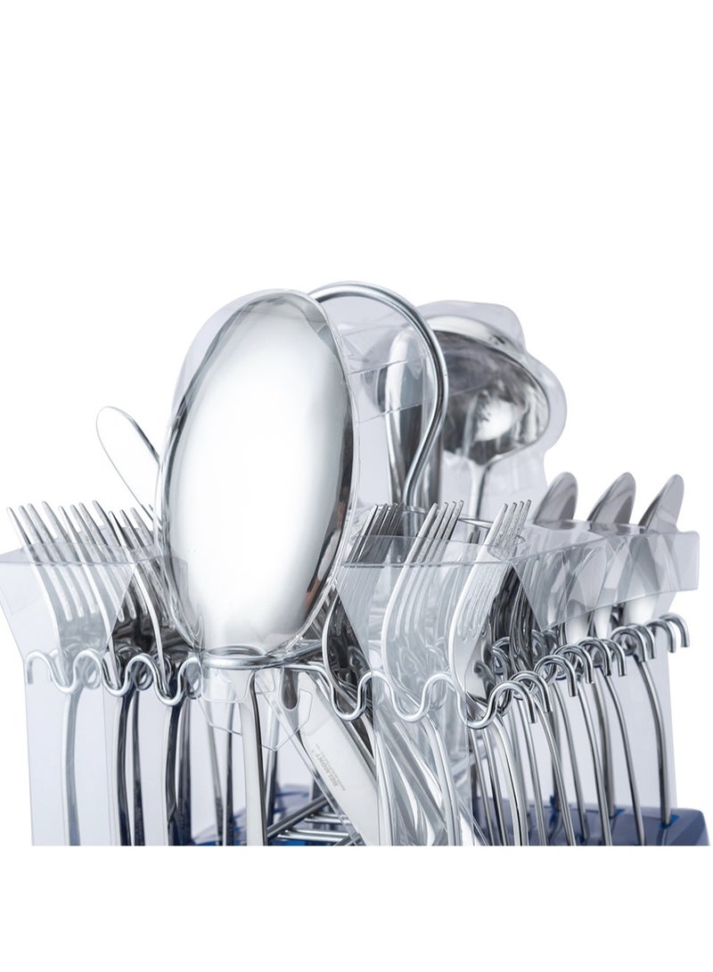 38-Piece 18/10 Stainless Steel Spoon Cutlery Set Includes Knife and Forks With Cutlery Holder Tea And Ice Spoons Dinner And Cake Fork, Fruit Knife, Soup Ladle, Rice Server