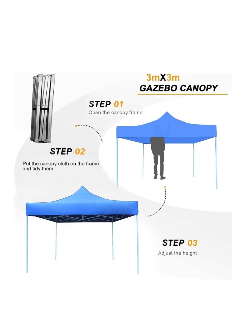 3x3 M Portable event Canopy Tent-Pop Up Instant Shelter Sun Protection Shade for Outdoor Camping Picnics Beach Garden Sports Party-Camping Tent (Blue)