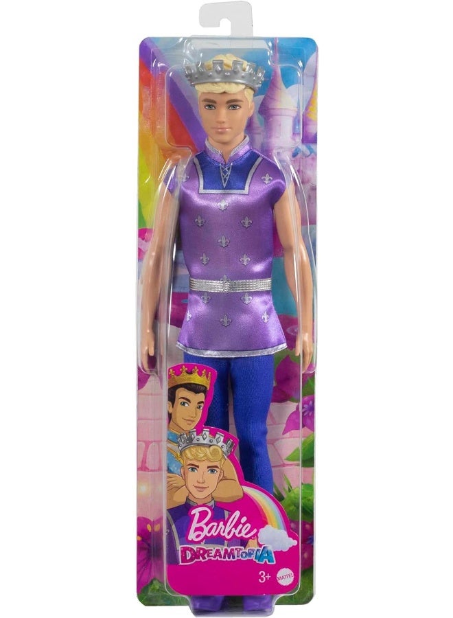 Barbie Ken Doll | Kids Toys | Royal Ken with Gold Crown and Blue Tunic | Fairytale Blonde Doll with Riding Boots | Gifts for Kids