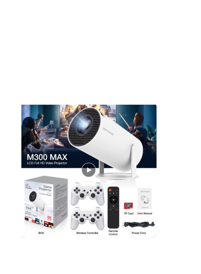 M300 MAX Retro video game consoles Android 11 system mini Portable Intelligent Projector 720p Home Projector 64GB 46000+ games