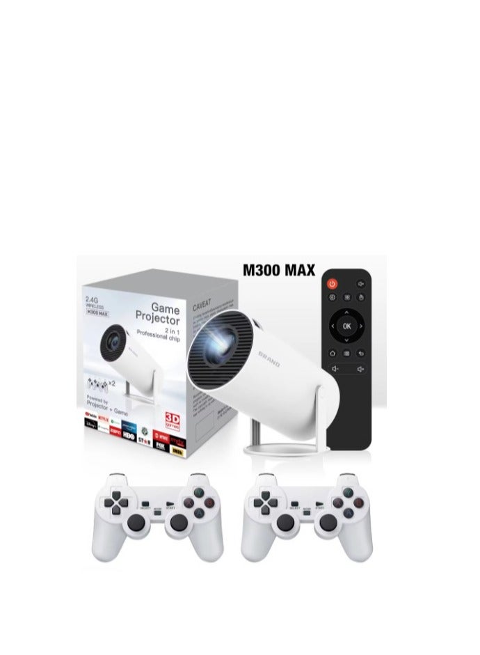 M300 MAX Retro video game consoles Android 11 system mini Portable Intelligent Projector 720p Home Projector 64GB 46000+ games