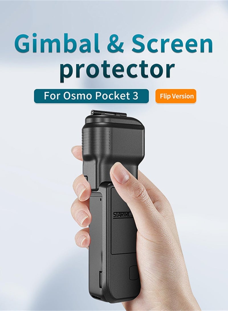 Camera Lens Caps for DJI Osmo Pocket 3, 2-in-1 Flip-Open Protective Lens Cap&Screen Protector, Gimbal Lens Protector Cap for DJI Osmo Pocket 3 Camera Lens Screen