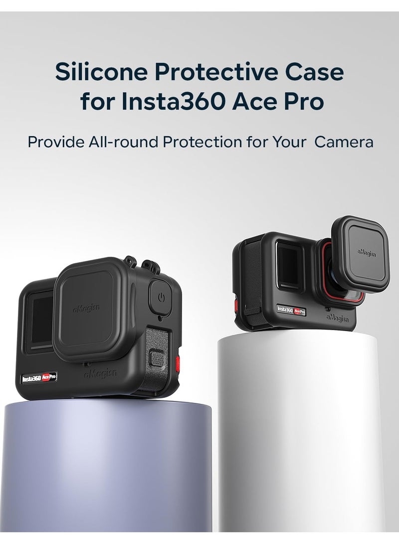 Silicone Protective Case for Insta360 Ace Pro, Shock Proof Protection Silicone Case, That Includes A Lens Cover For The Insta 360 Ace Pro Protective Accessories, with Anti-lost Rope