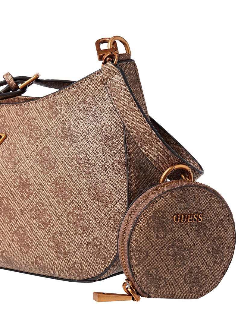 Guess Alexie Top Zip Brown Shoulder Bag for Women BB841618