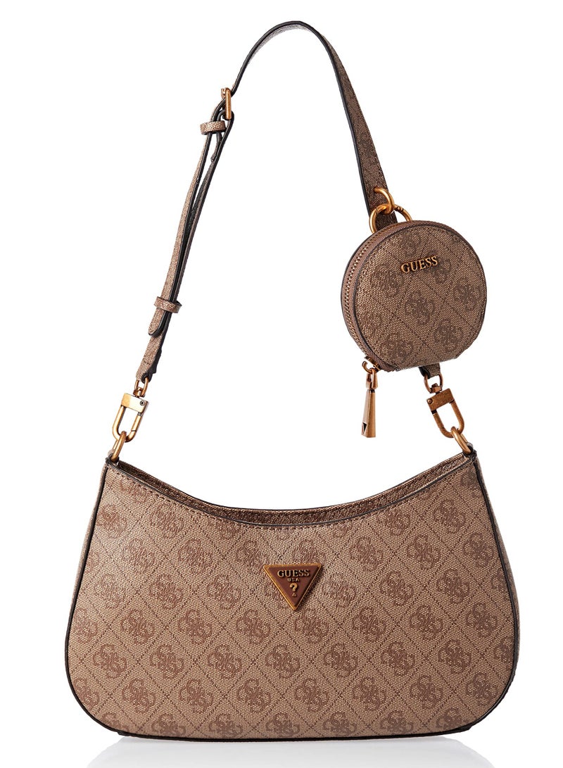 Guess Alexie Top Zip Brown Shoulder Bag for Women BB841618