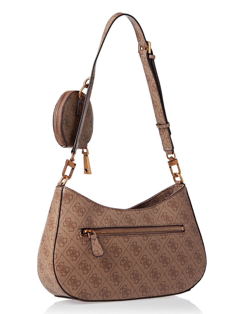 Guess Alexie Top Zip Brown Shoulder Bag for Women BB841618