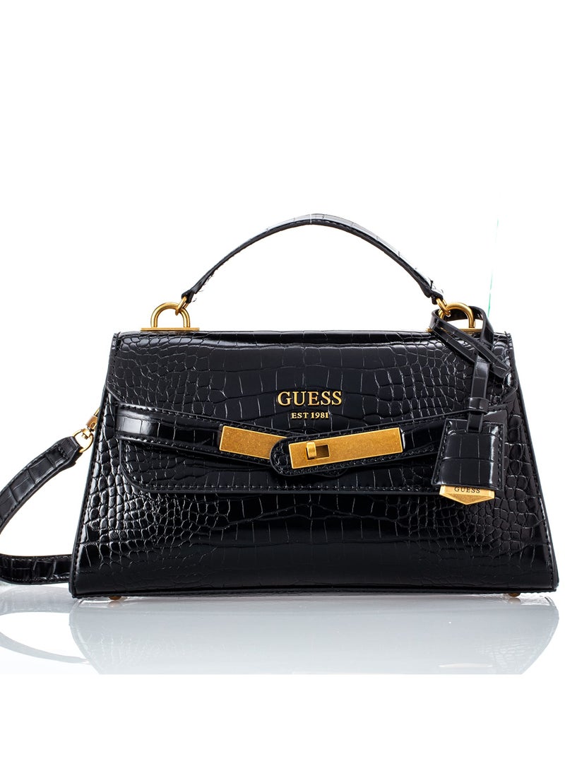 Guess Enisa Top-Handle Flap Bag for Women Black