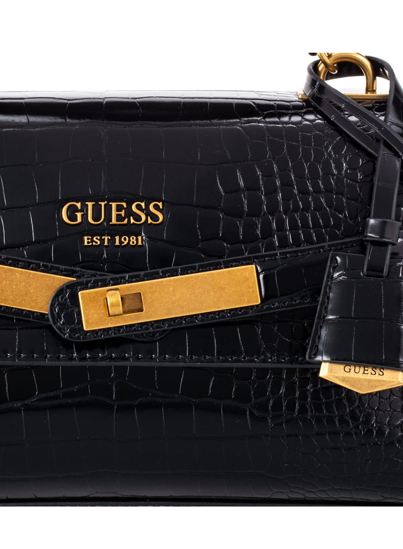 Guess Enisa Top-Handle Flap Bag for Women Black