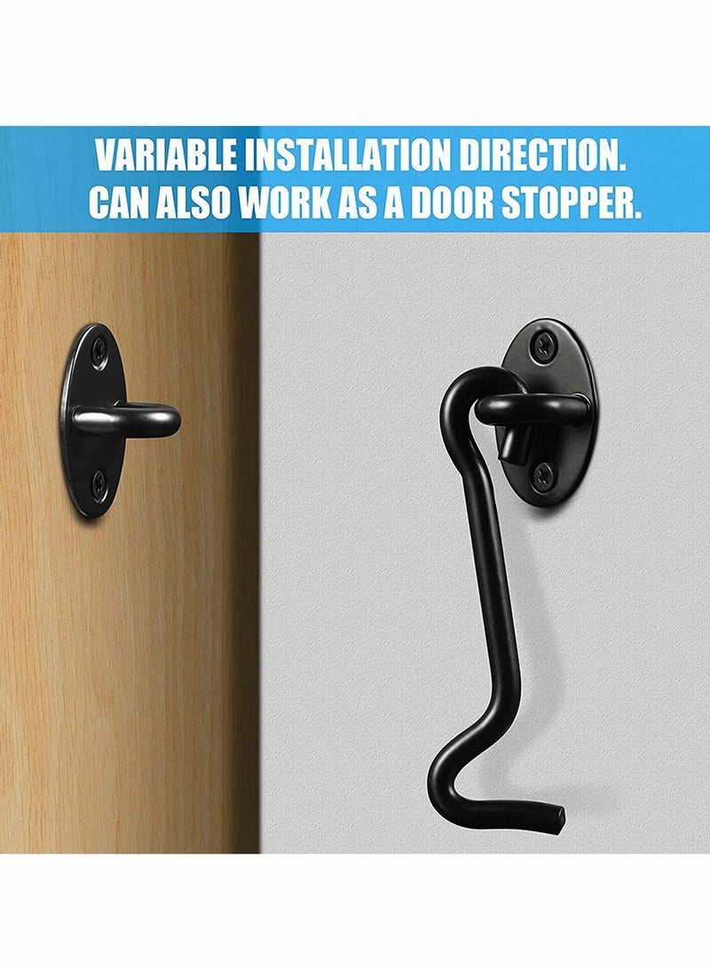 3 Pack Heavy Duty Privacy Hook and Eye Latch 4 Inch for Sliding Doors and Gates with Mounting Screws in Black