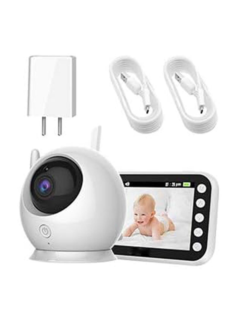 ABM100 Video Baby Monitor with LCD Display, 360-Degree Angle, Two-Way Audio, Infrared Night Vision, Lullaby Sounds, Temperature Alerts, and Multi-Camera Support.