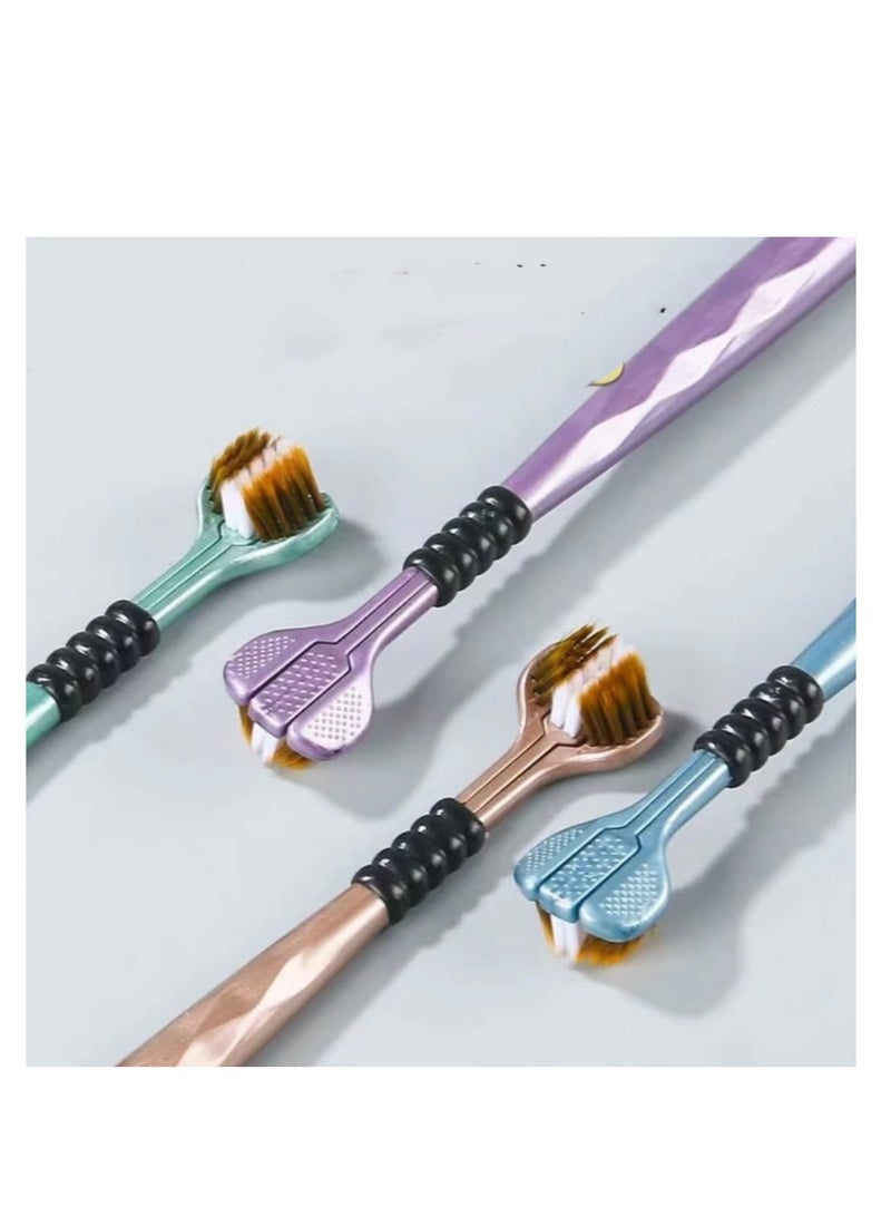 4 PCS Of 3 Sided Toothbrush Great Angle Bristles Clean Each Tooth, Soft and Gentle