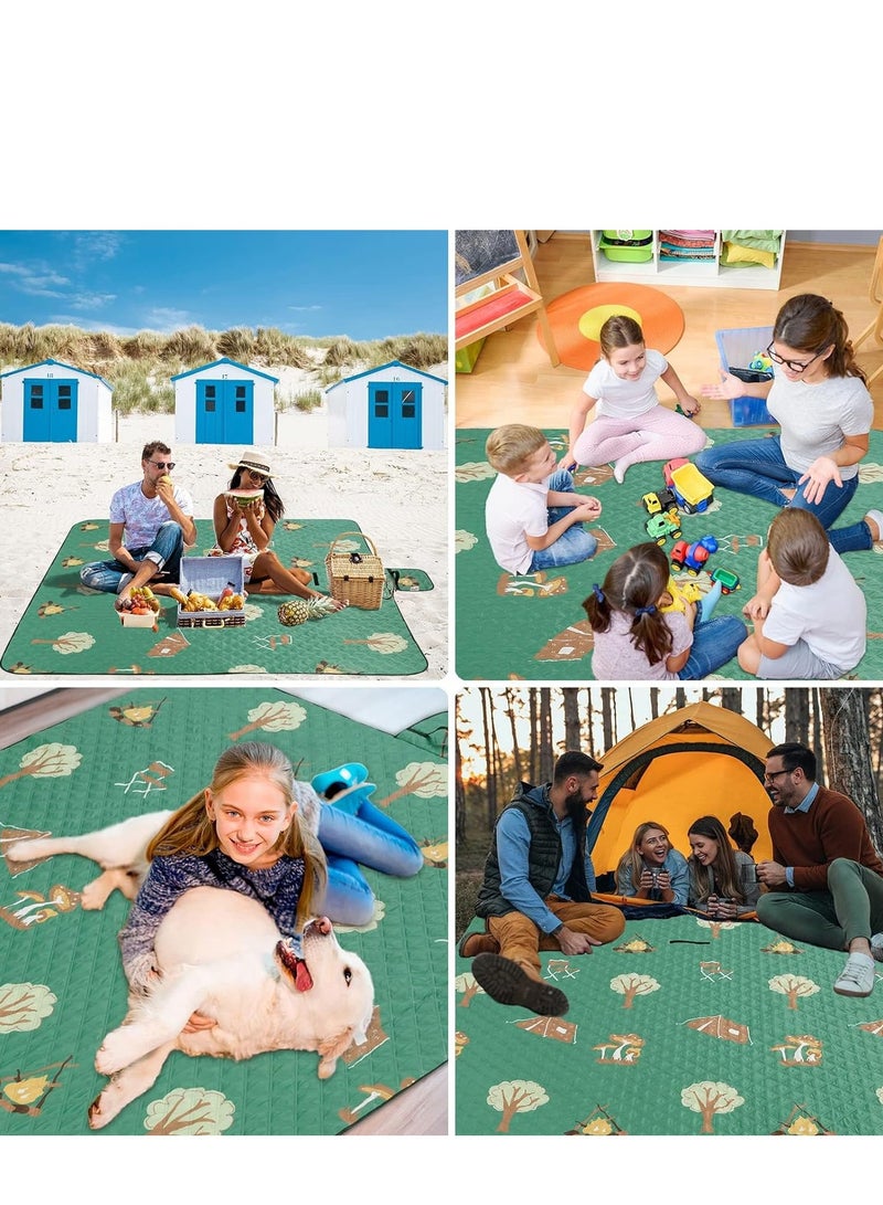 Large Picnic Blanket Beach Sandproof Mat Sandfree with Carry Strap Outdoor fit 2-4 Adults for Camping Travel Grass Playground Park