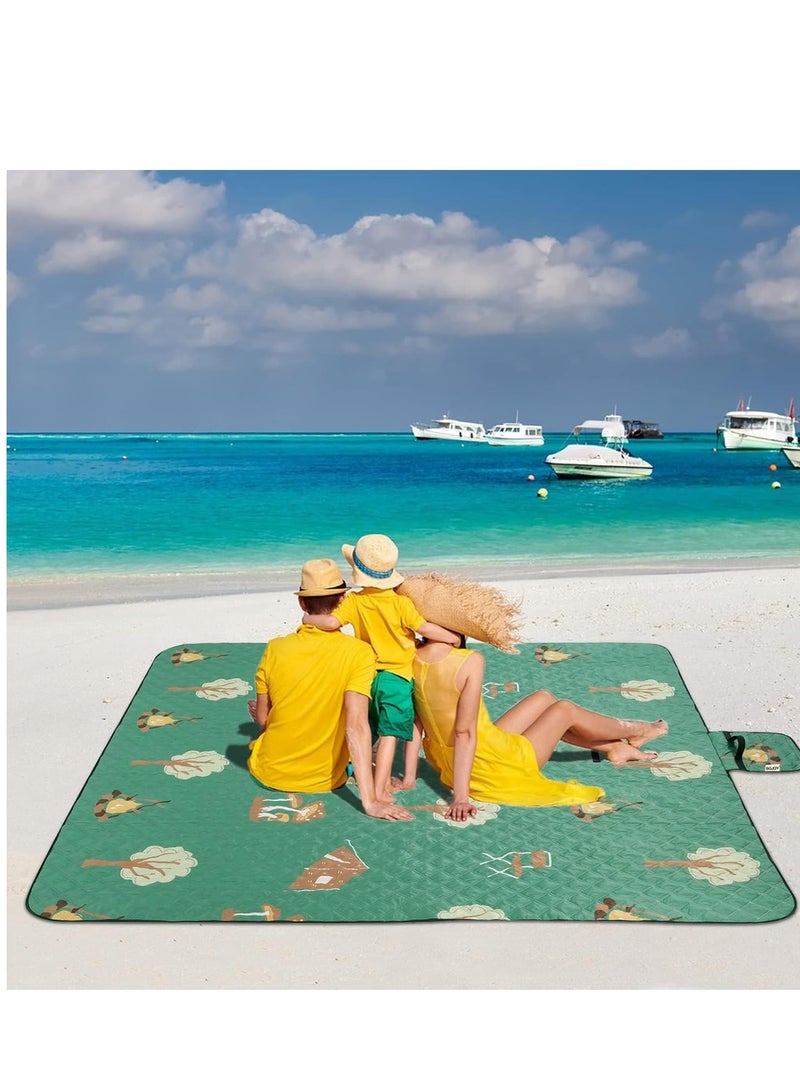 Large Picnic Blanket Beach Sandproof Mat Sandfree with Carry Strap Outdoor fit 2-4 Adults for Camping Travel Grass Playground Park