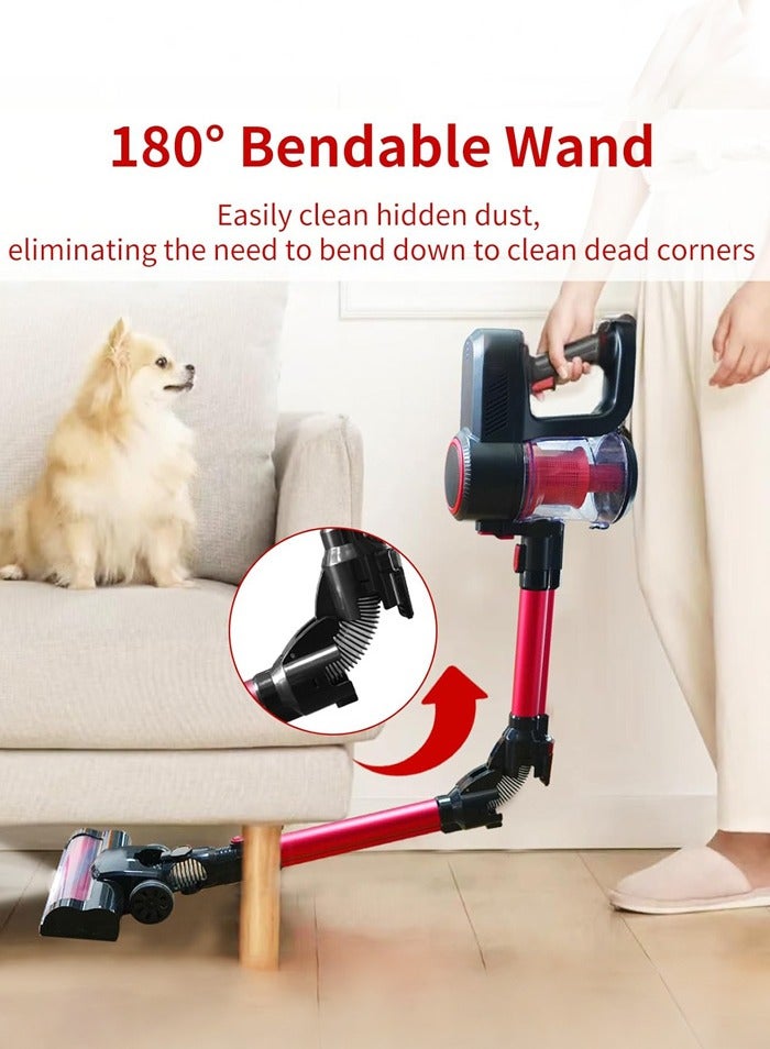 8 in 1 Cordless Vacuum Cleaner,14kpa Stick Vacuum Cleaner with Brushless Motor,Up to 30mins with Detachable Battery, Lightweight Handheld Vacuum with LED for Hardwood Floor Carpet Pet Hair Sofa Car