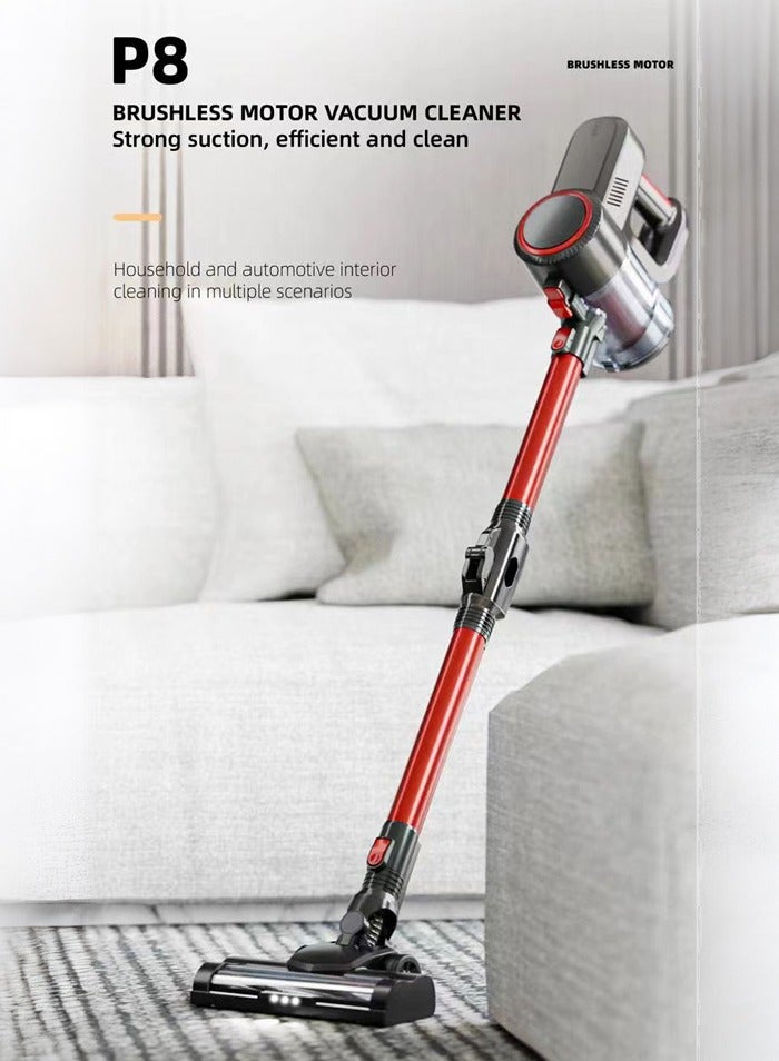 8 in 1 Cordless Vacuum Cleaner,14kpa Stick Vacuum Cleaner with Brushless Motor,Up to 30mins with Detachable Battery, Lightweight Handheld Vacuum with LED for Hardwood Floor Carpet Pet Hair Sofa Car