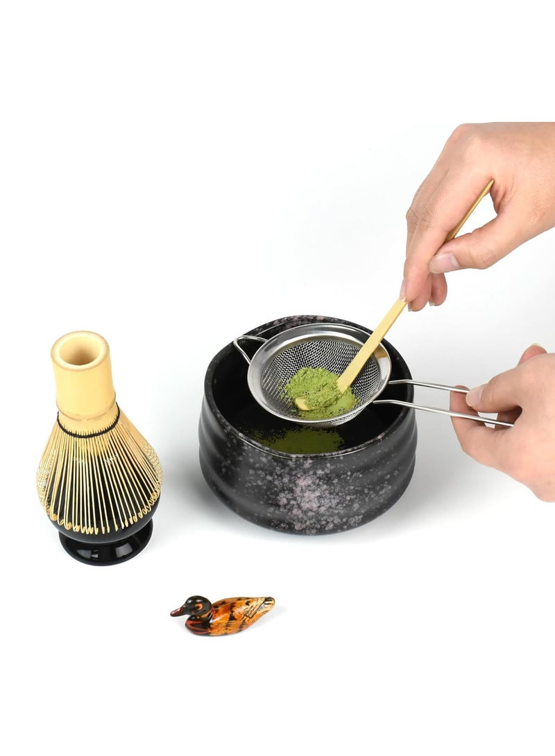 Complete Matcha Whisk Set - 4-Piece Matcha Kit with Ceramic Bowl, Matcha Whisk, Bamboo Scoop, and Whisk Stand - High-Quality Matcha Tea Set for Smooth and Authentic Matcha Preparation