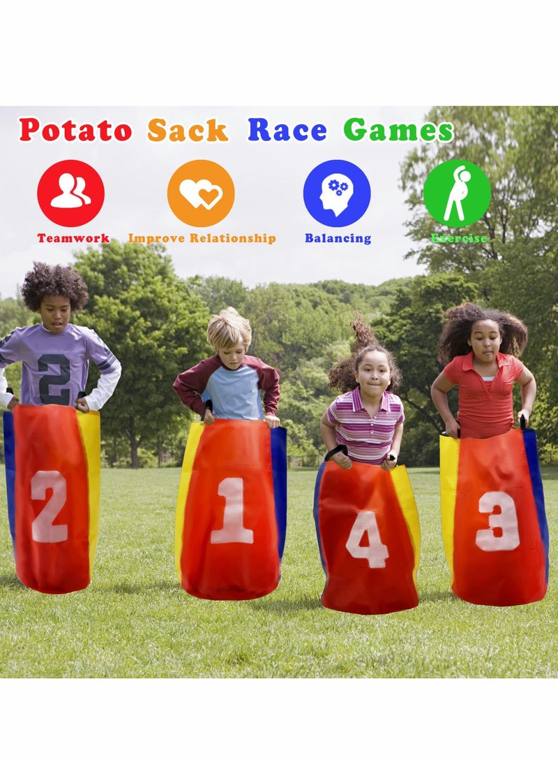 Outdoor Fun for Kids, 36 PCS Potato Sack Race Bags, Bean Bag Toss, 3 Legged Race Bands, Egg and Spoon Game for Birthday Parties and Camping